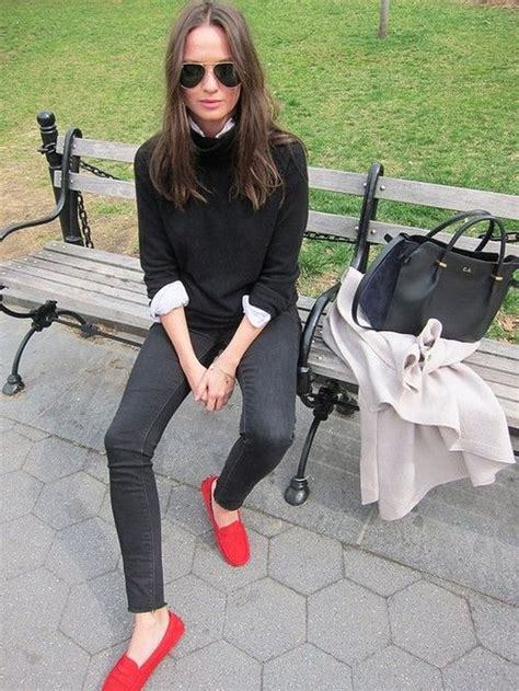 red loafers outfit